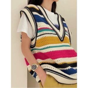 ZARA Multicolor striped knit top | Oversized cozy vibe | Medium